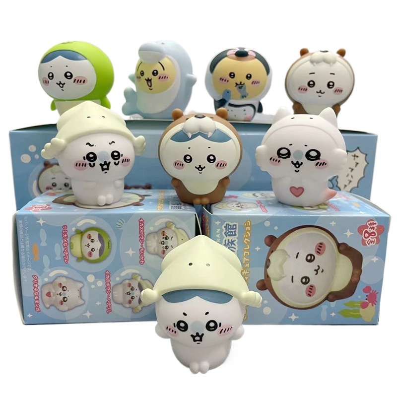 Aquarium And Marine - 8 peças/caixa Figuras Kawaii Chiikawa Aquarium