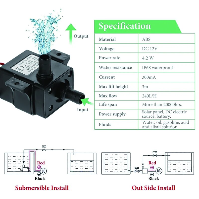 Bomba de água 240l/h, dc 12v,  - Marine Aquarium Dc Pump avaliação e preço